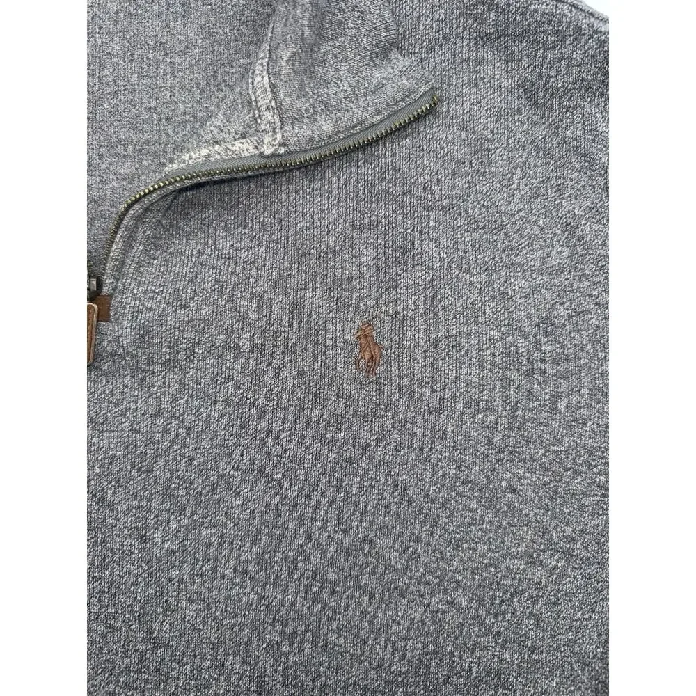 Polo Ralph Lauren Sweater Mens Large 1/4 Zip Dark Heather Gray Pullover Preppy